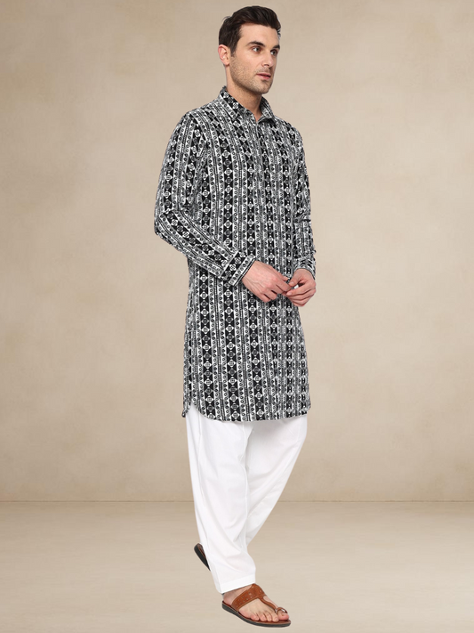 Ethnic Printed cotton Pathani Suit
