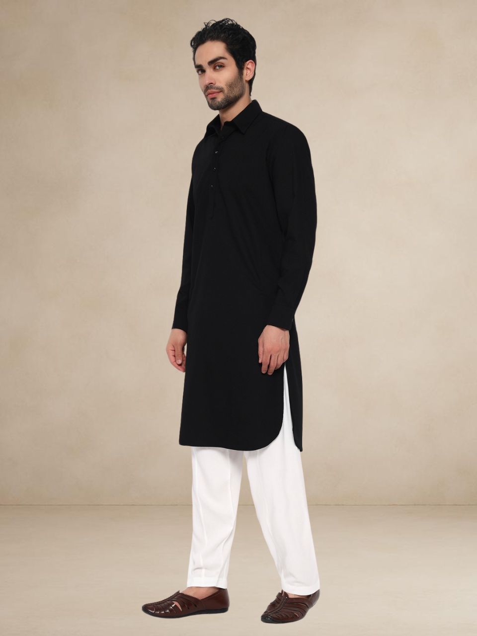 Matte black Pathani Suit
