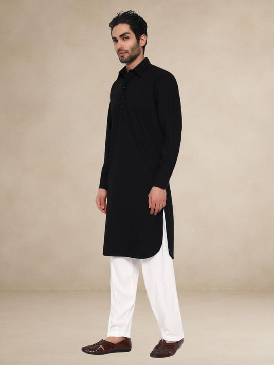 Matte black Pathani Suit