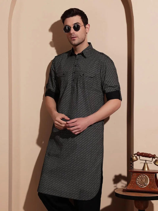 Ethnic Printed Black Suit