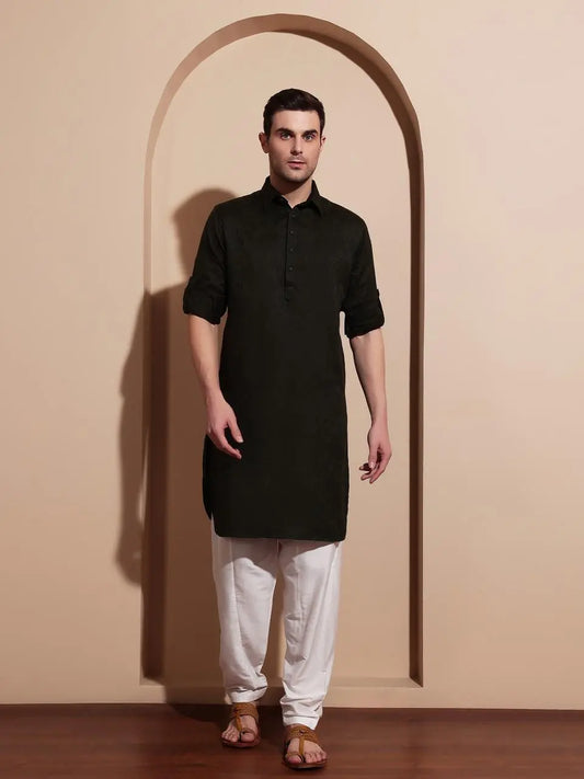 Midnight Green Pathani Suit