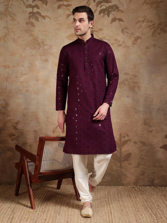Wine Kurta Set