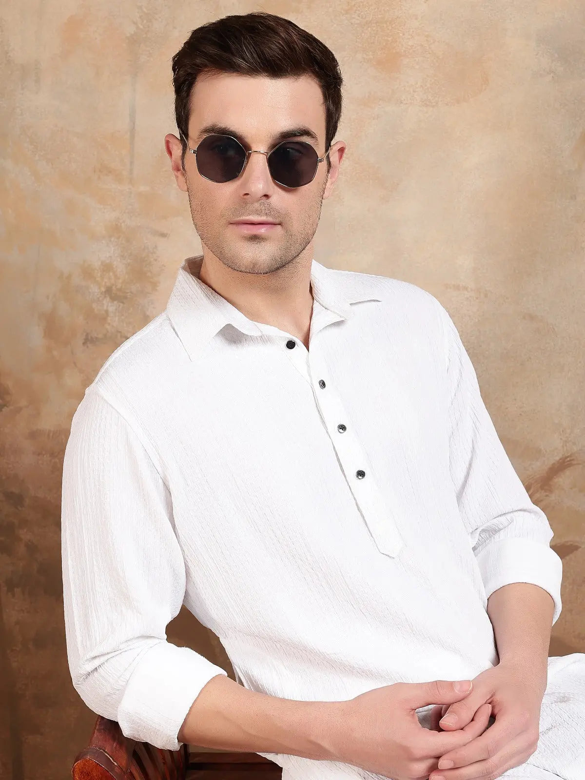 Pure White Pathani Suit