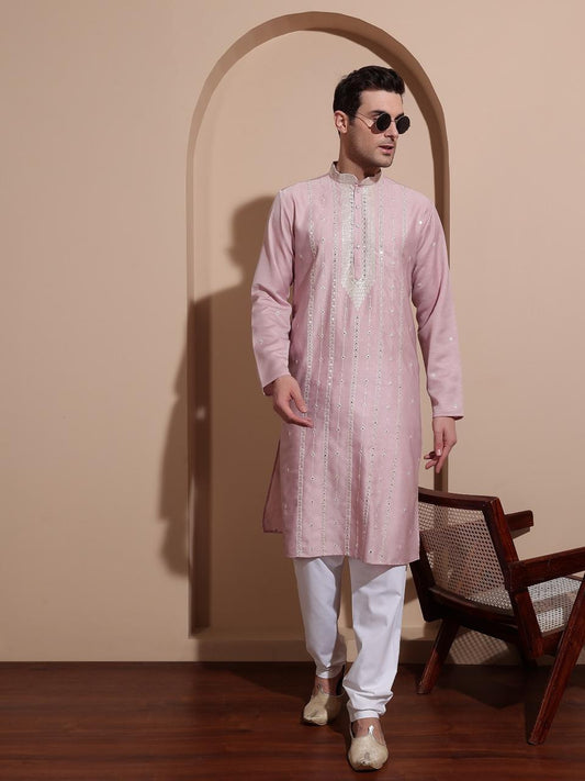 Emerald Grove Teal Colour Kurta Pink
